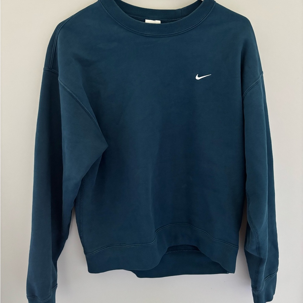 Nike Blue Crew Neck Sweater with Ribbed Details